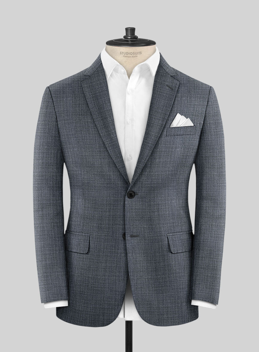 London Loom Blue Eufemia Wool Silk Linen Jacket - StudioSuits