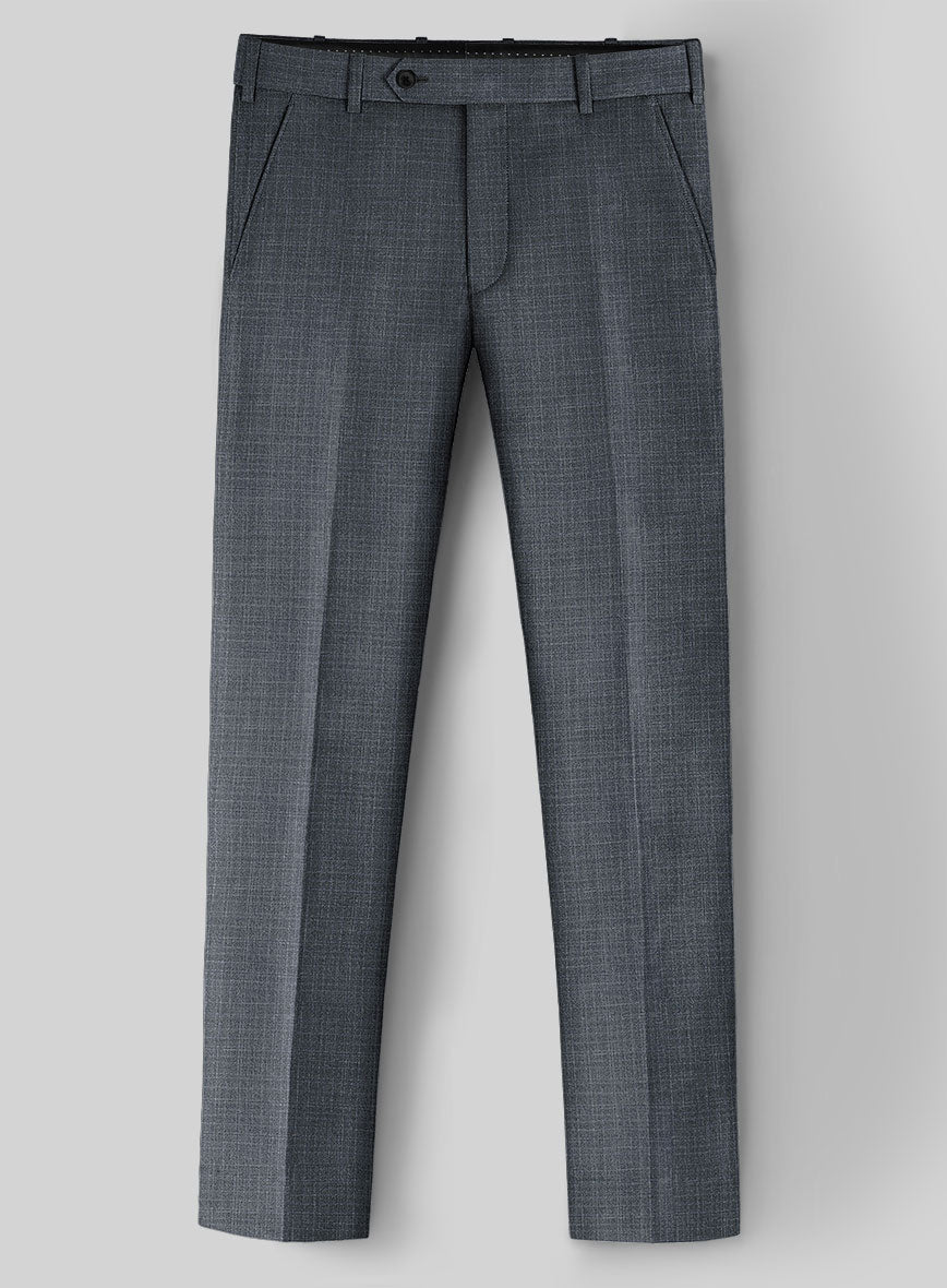 London Loom Blue Eufemia Wool Silk Linen Pants - StudioSuits