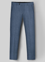 London Loom Blue Herringbone Wool Silk Linen Suit - StudioSuits