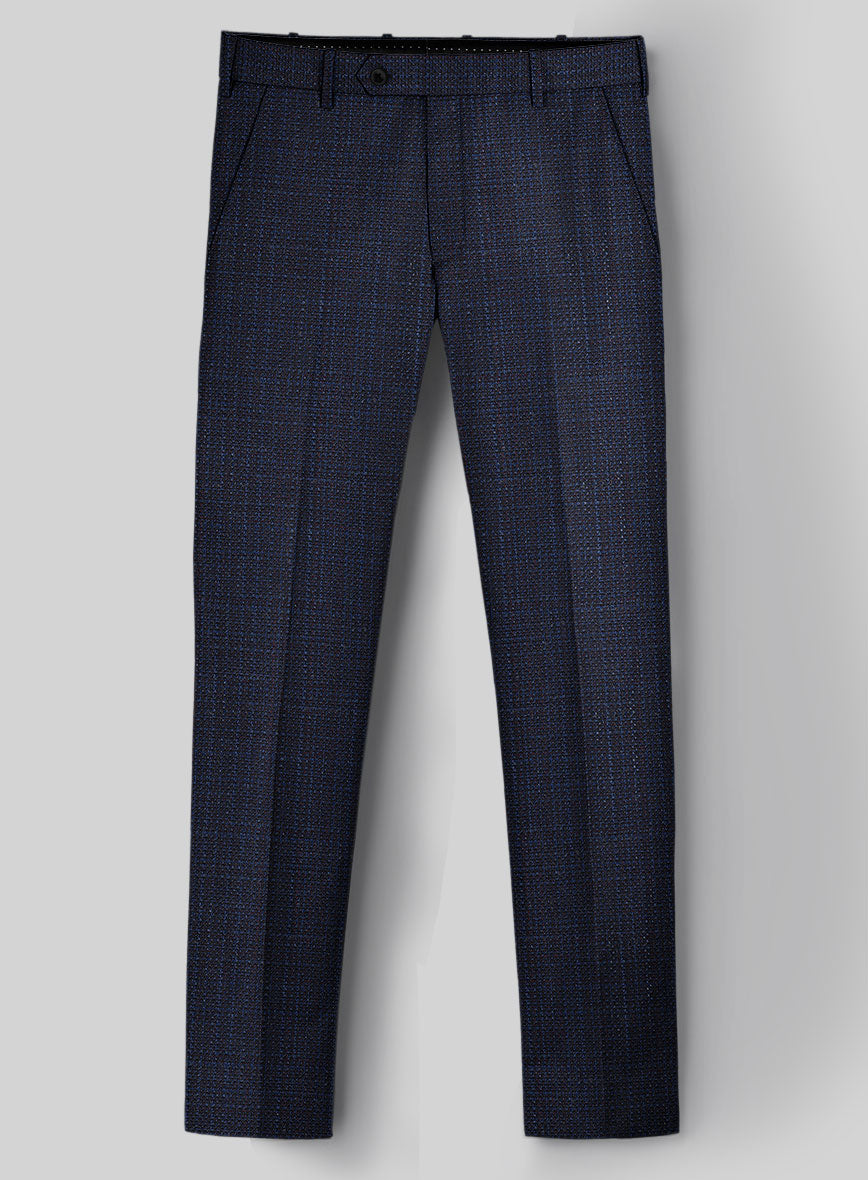 London Loom Blue Ilaria Wool Silk Linen Pants - StudioSuits