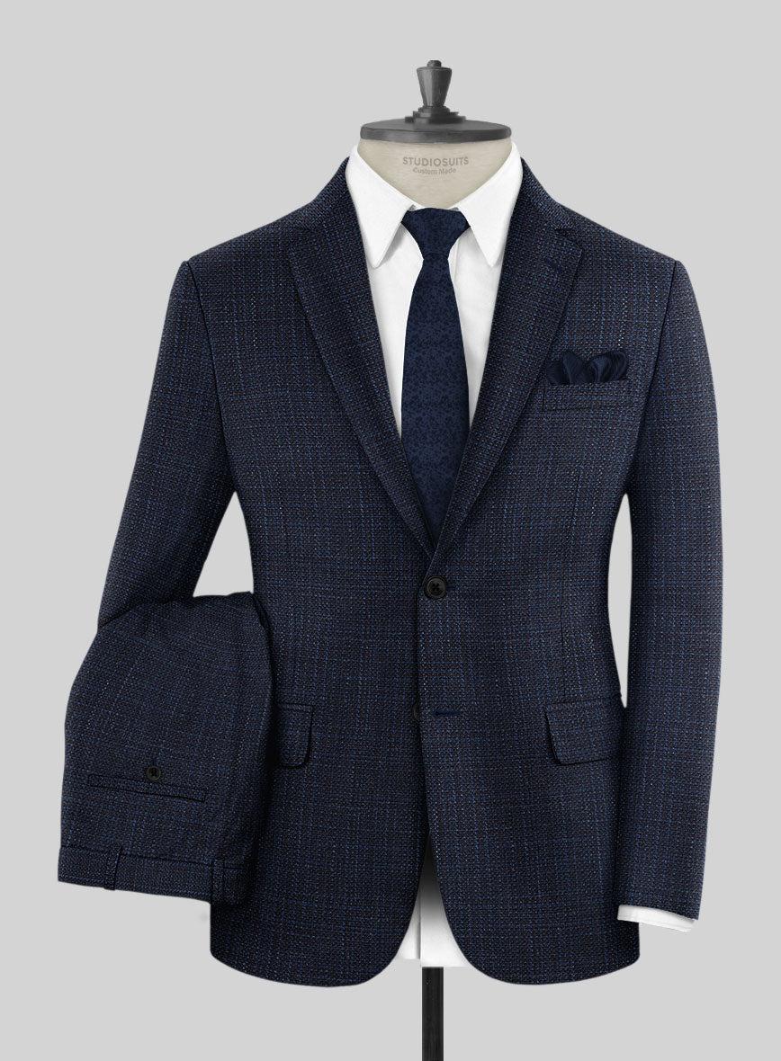 London Loom Blue Ilaria Wool Silk Linen Suit - StudioSuits