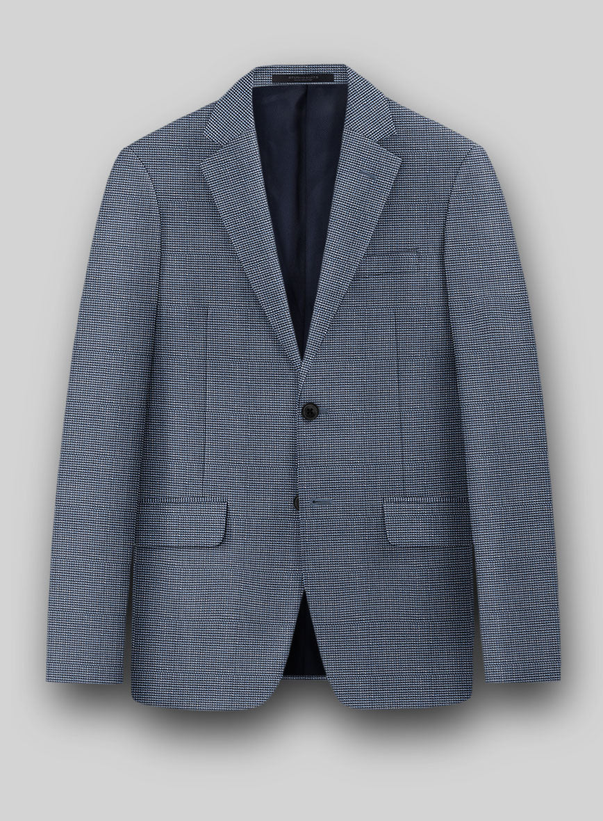 London Loom Blue Nailhead Wool Silk Linen Jacket - StudioSuits