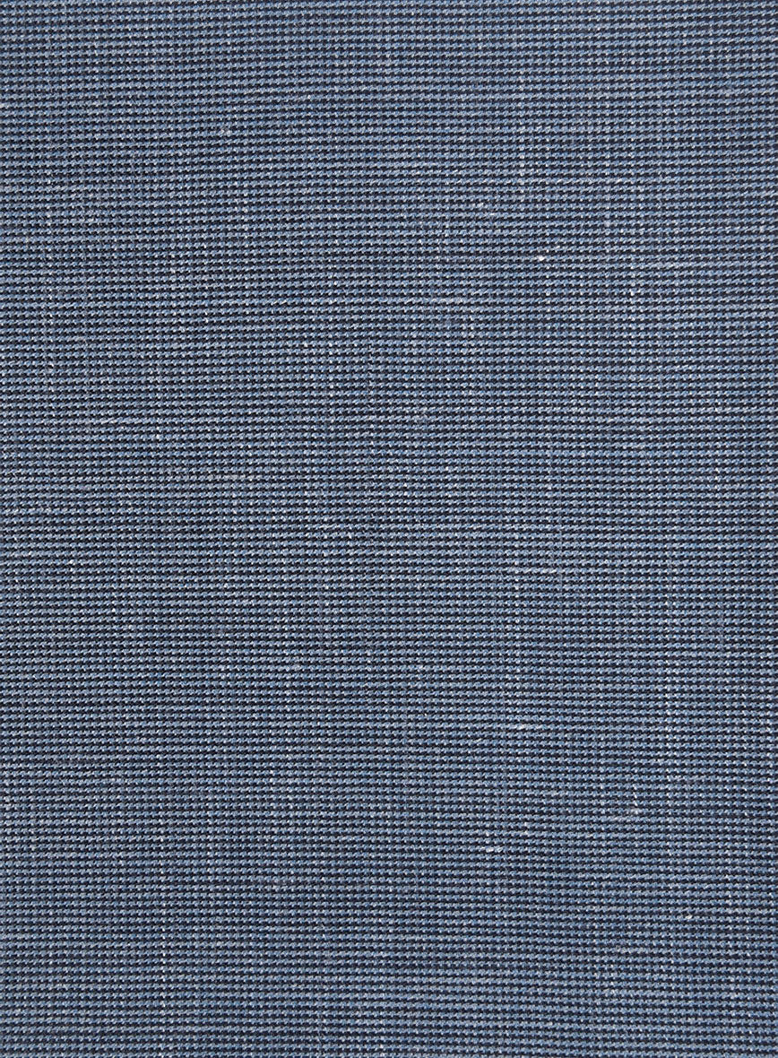 London Loom Blue Nailhead Wool Silk Linen Pants - StudioSuits