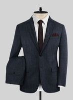 London Loom Blue Twill Wool Silk Linen Suit - StudioSuits