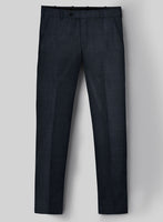 London Loom Blue Twill Wool Silk Linen Pants - StudioSuits