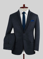 London Loom Blue Twill Wool Silk Linen Suit - StudioSuits