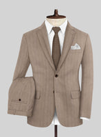 London Loom Brown Herringbone Wool Silk Linen Suit - StudioSuits