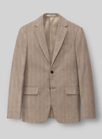 London Loom Brown Herringbone Wool Silk Linen Suit - StudioSuits