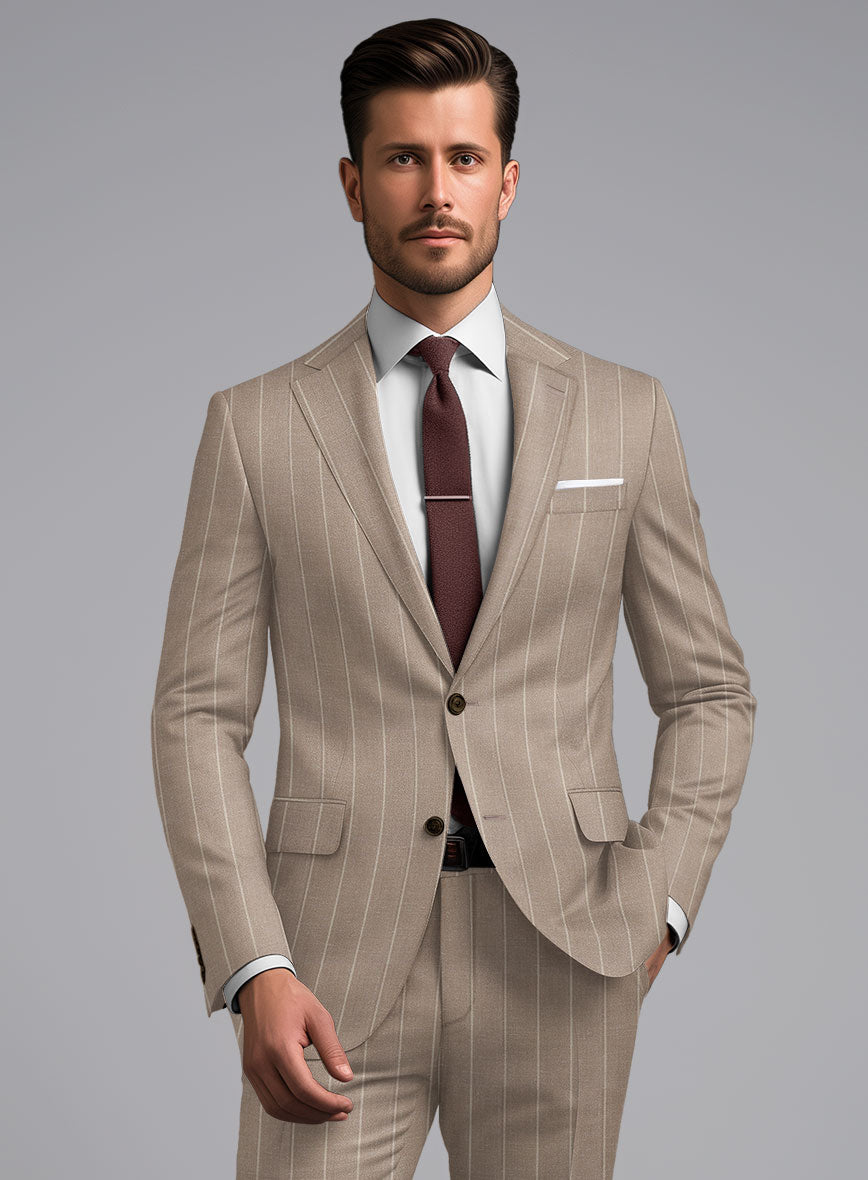 London Loom Brown Stripe Wool Silk Linen Suit – StudioSuits