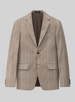 London Loom Brown Stripe Wool Silk Linen Suit - StudioSuits