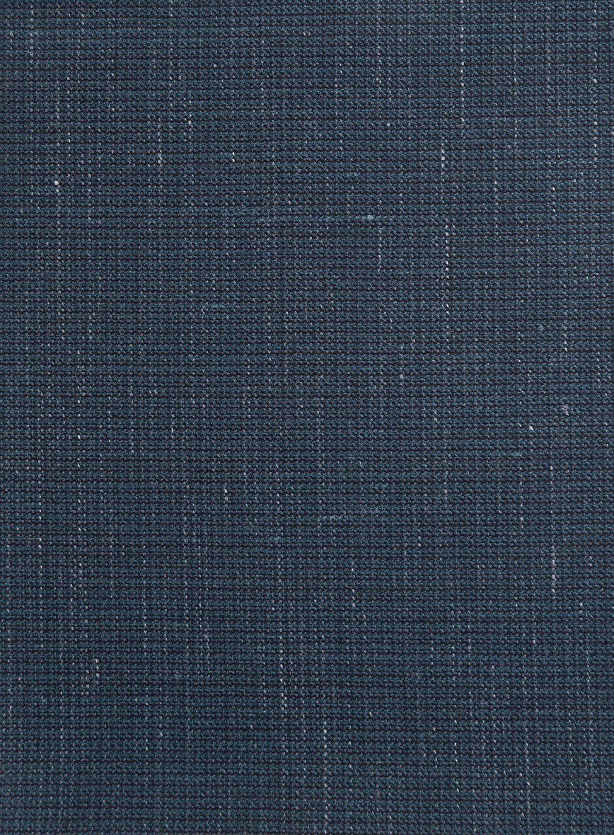 London Loom Dark Blue Abelardo Wool Silk Linen Jacket - StudioSuits