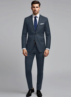 London Loom Dark Blue Abelardo Wool Silk Linen Suit - StudioSuits