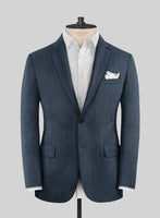 London Loom Dark Blue Abelardo Wool Silk Linen Suit - StudioSuits