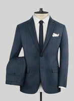 London Loom Dark Blue Abelardo Wool Silk Linen Suit - StudioSuits