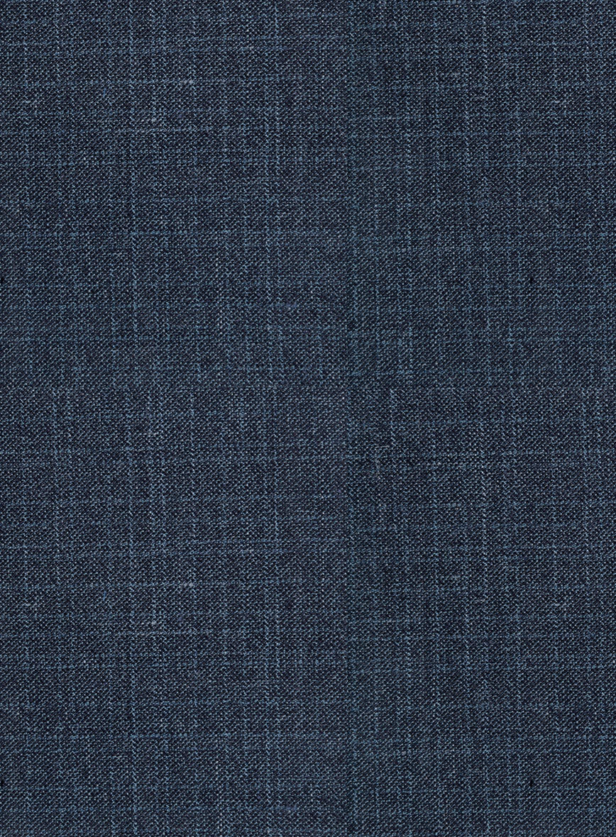 London Loom Dark Blue Eufemia Wool Silk Linen Jacket - StudioSuits