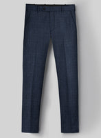 London Loom Dark Blue Eufemia Wool Silk Linen Pants - StudioSuits