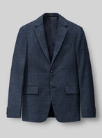 London Loom Dark Blue Eufemia Wool Silk Linen Suit - StudioSuits