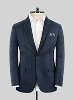 London Loom Dark Blue Eufemia Wool Silk Linen Suit - StudioSuits