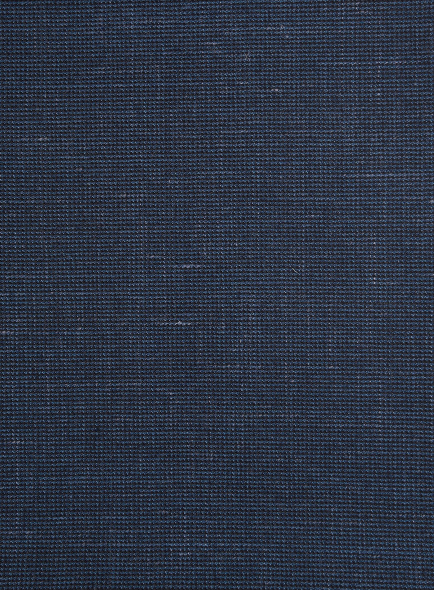 London Loom Dark Blue Nailhead Wool Silk Linen Jacket - StudioSuits