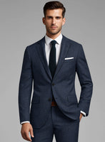 London Loom Dark Blue Nailhead Wool Silk Linen Suit - StudioSuits