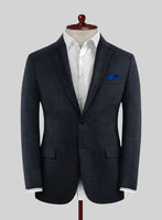 London Loom Dark Blue Twill Wool Silk Linen Suit - StudioSuits