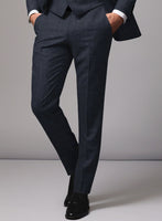 London Loom Dark Blue Twill Wool Silk Linen Suit - StudioSuits