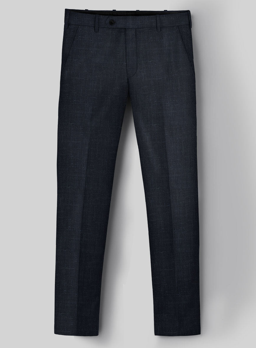 London Loom Dark Blue Twill Wool Silk Linen Suit - StudioSuits