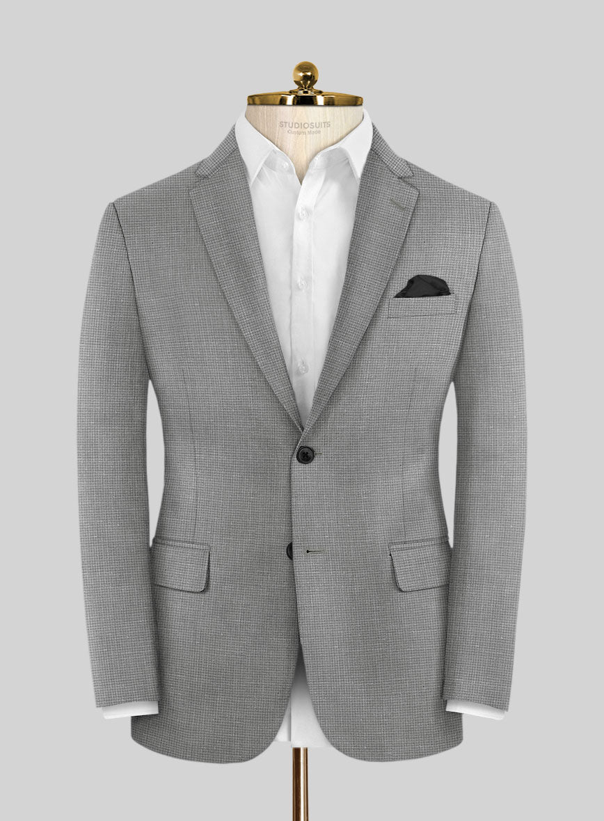 London Loom Gray Abelardo Wool Silk Linen Jacket - StudioSuits