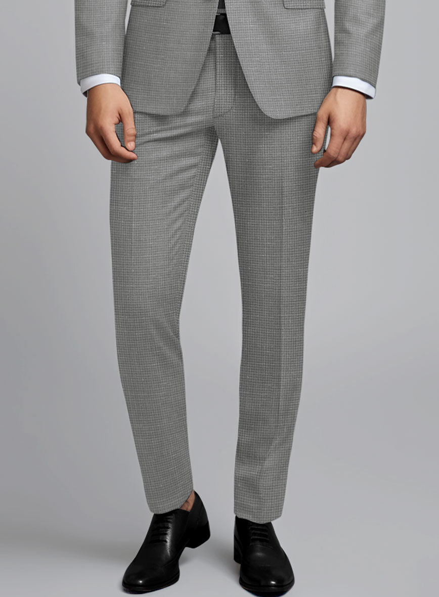 London Loom Gray Abelardo Wool Silk Linen Pants - StudioSuits