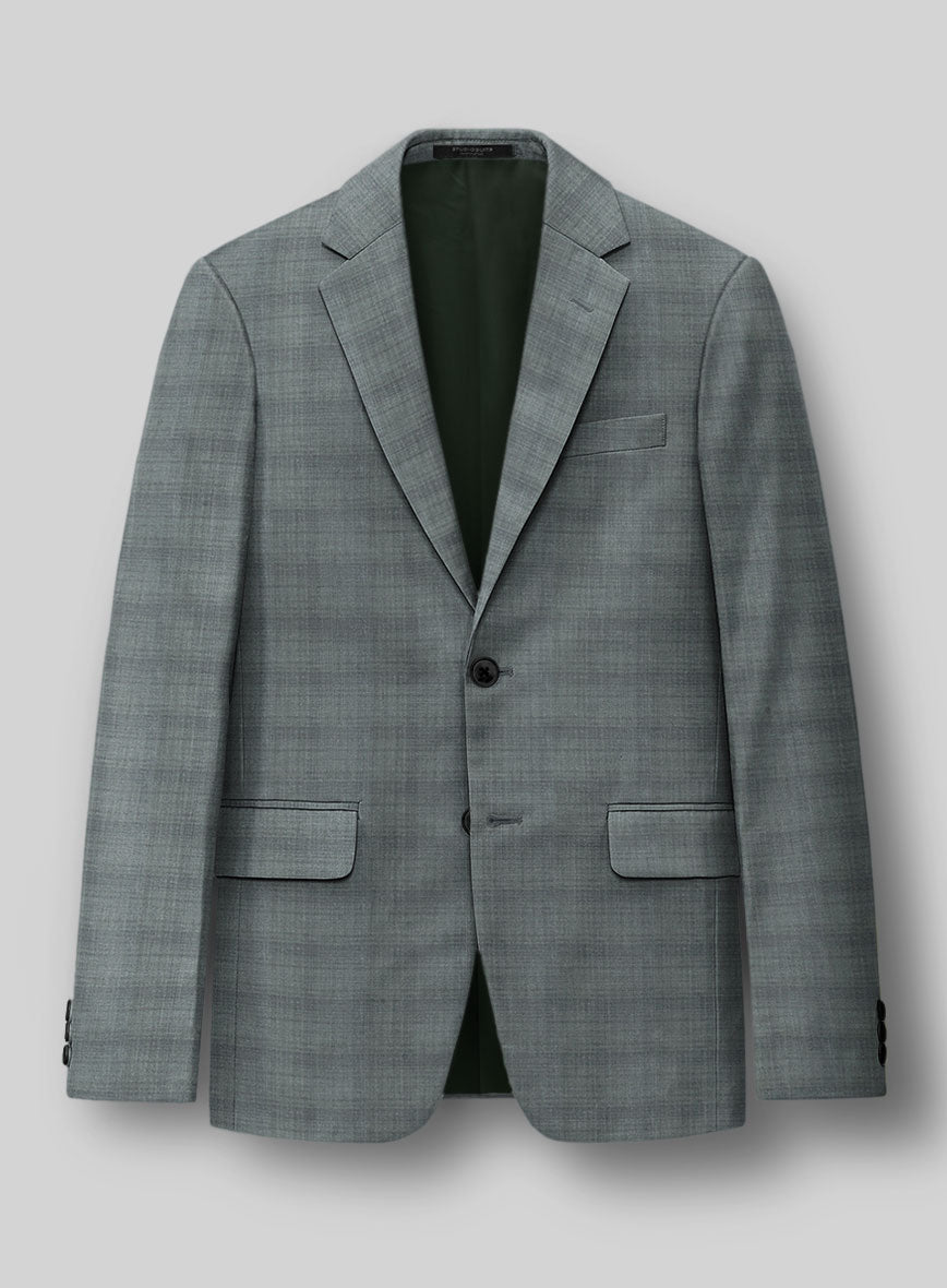 London Loom Gray Blue Bruna Wool Silk Linen Jacket - StudioSuits