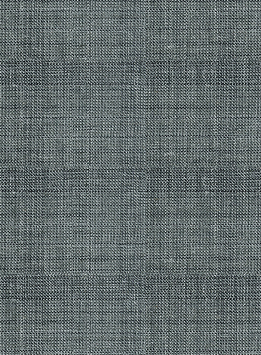 London Loom Gray Blue Bruna Wool Silk Linen Jacket - StudioSuits