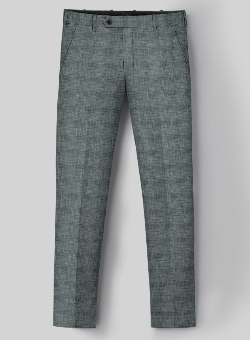 London Loom Gray Blue Bruna Wool Silk Linen Pants - StudioSuits