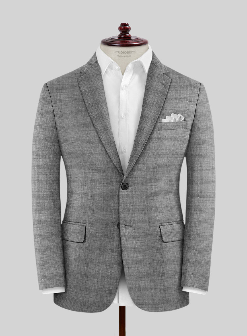 London Loom Gray Bruna Wool Silk Linen Jacket - StudioSuits