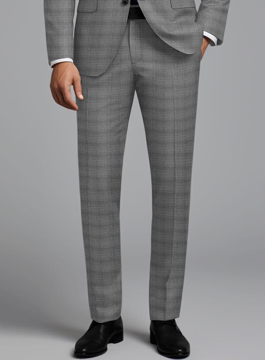 London Loom Gray Bruna Wool Silk Linen Pants - StudioSuits