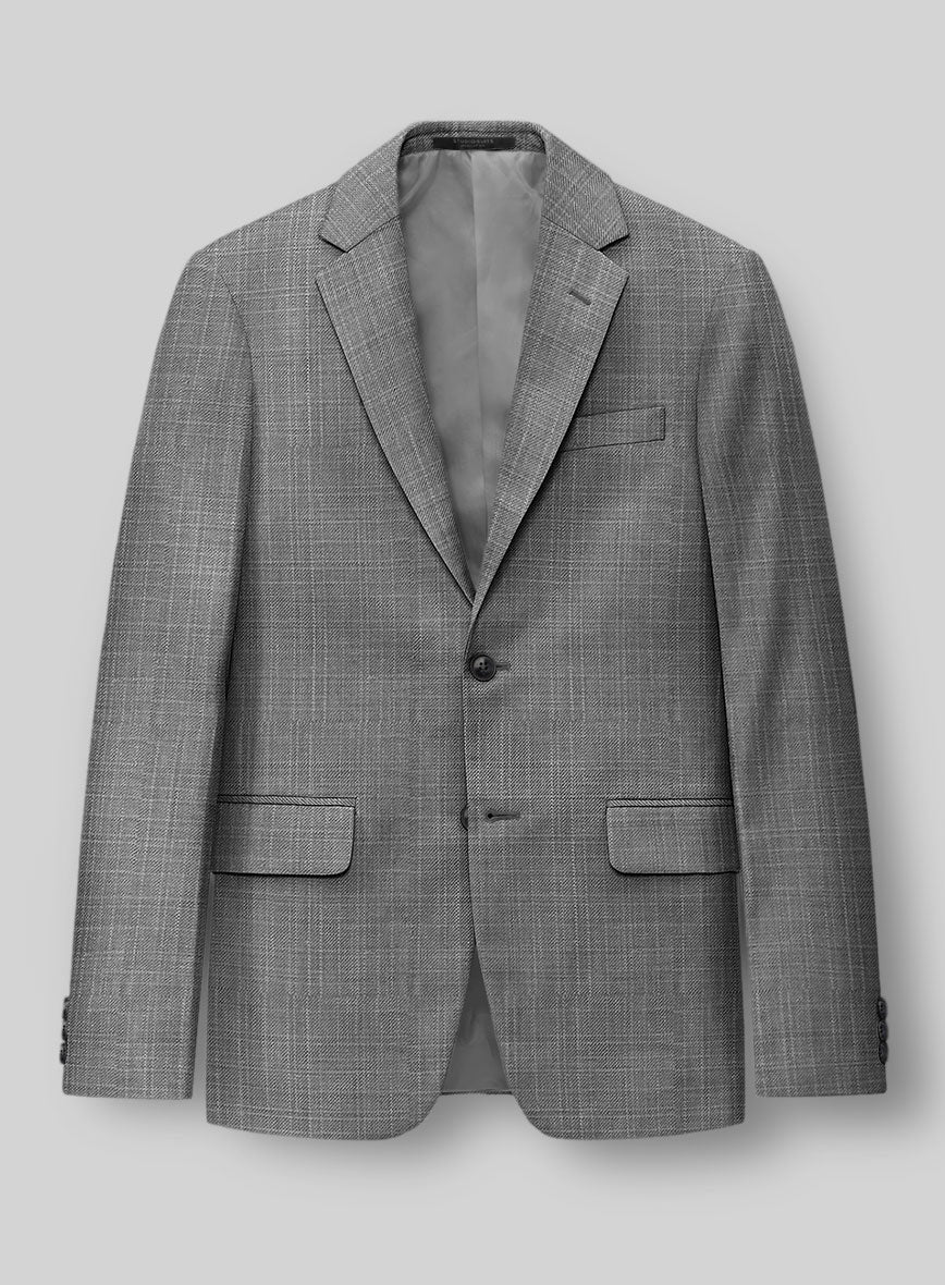 London Loom Gray Eufemia Wool Silk Linen Jacket - StudioSuits