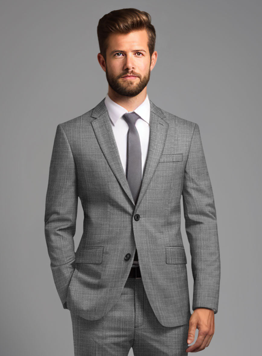 London Loom Gray Eufemia Wool Silk Linen Jacket - StudioSuits