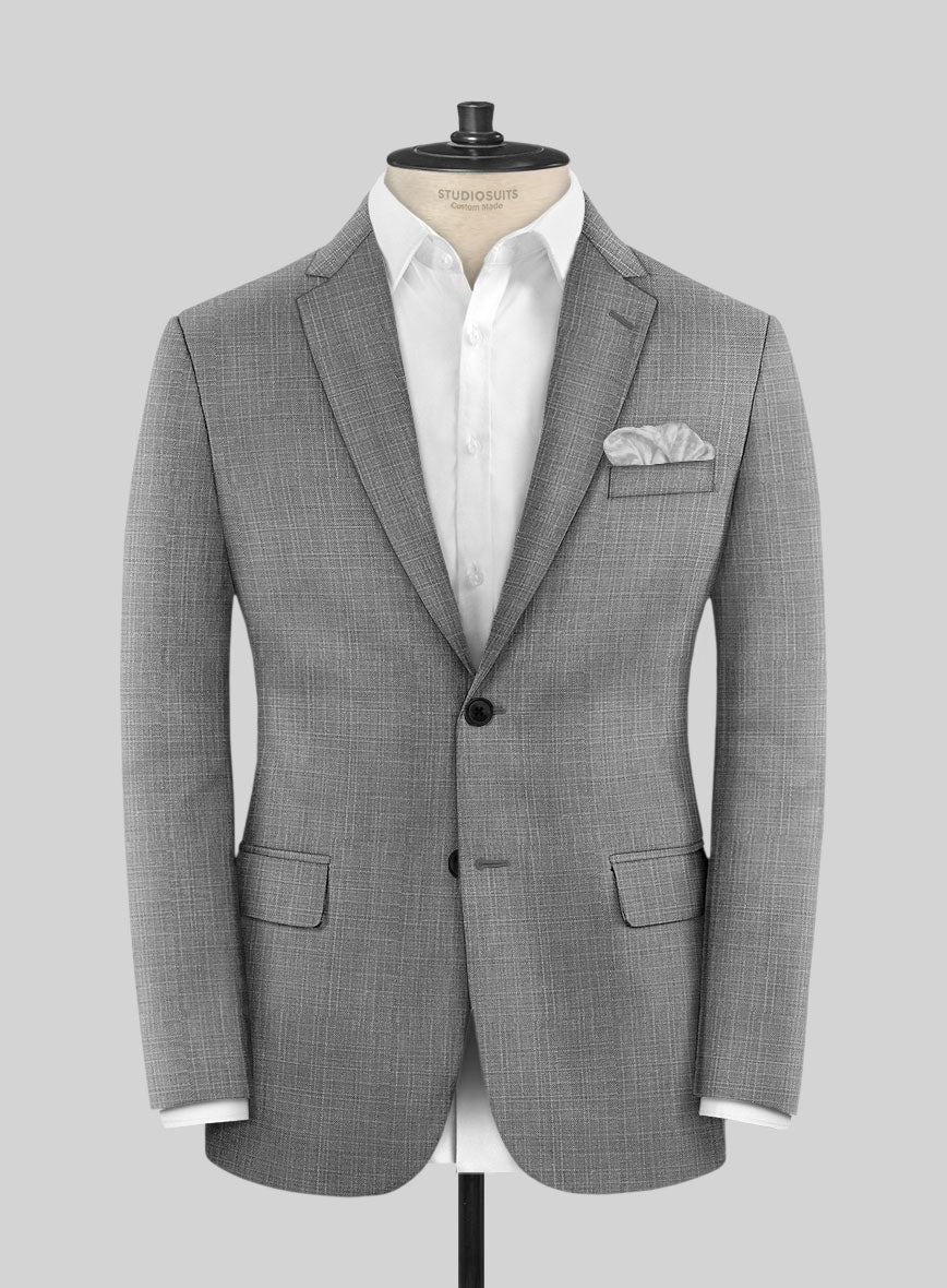 London Loom Gray Eufemia Wool Silk Linen Jacket - StudioSuits