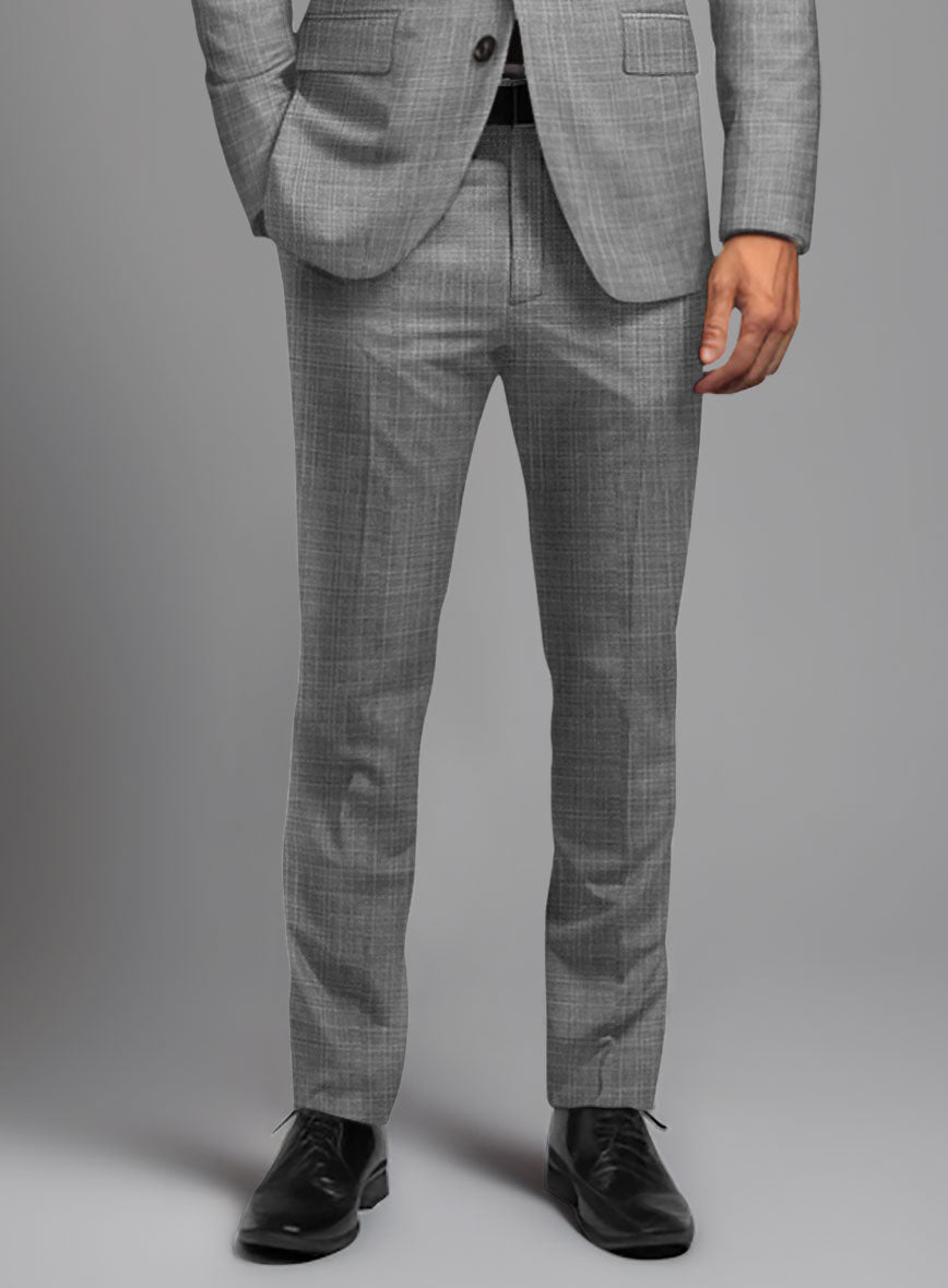 London Loom Gray Eufemia Wool Silk Linen Pants - StudioSuits