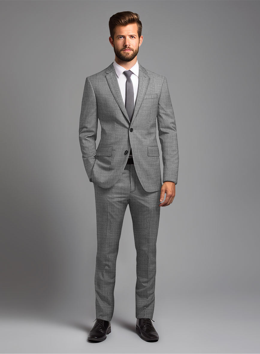 London Loom Gray Eufemia Wool Silk Linen Suit - StudioSuits