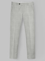 London Loom Gray Herringbone Wool Silk Linen Pants - StudioSuits