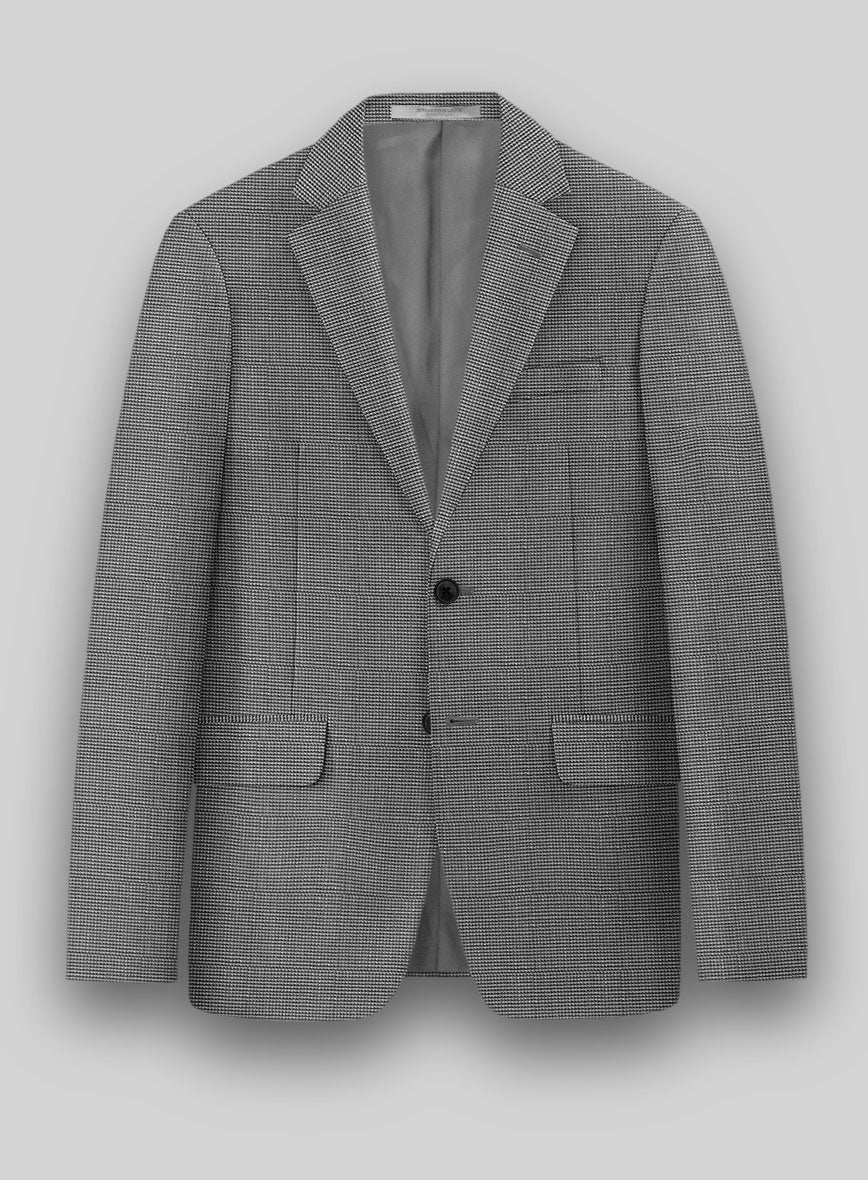 London Loom Gray Nailhead Wool Silk Linen Jacket - StudioSuits