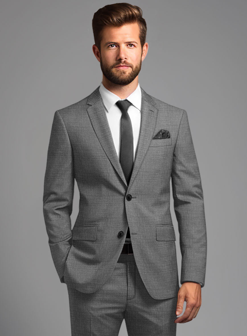 London Loom Gray Nailhead Wool Silk Linen Jacket - StudioSuits