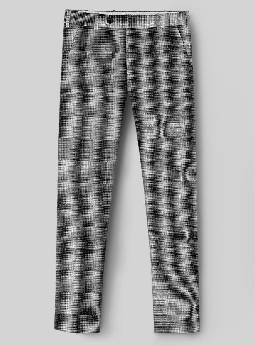 London Loom Gray Nailhead Wool Silk Linen Pants - StudioSuits