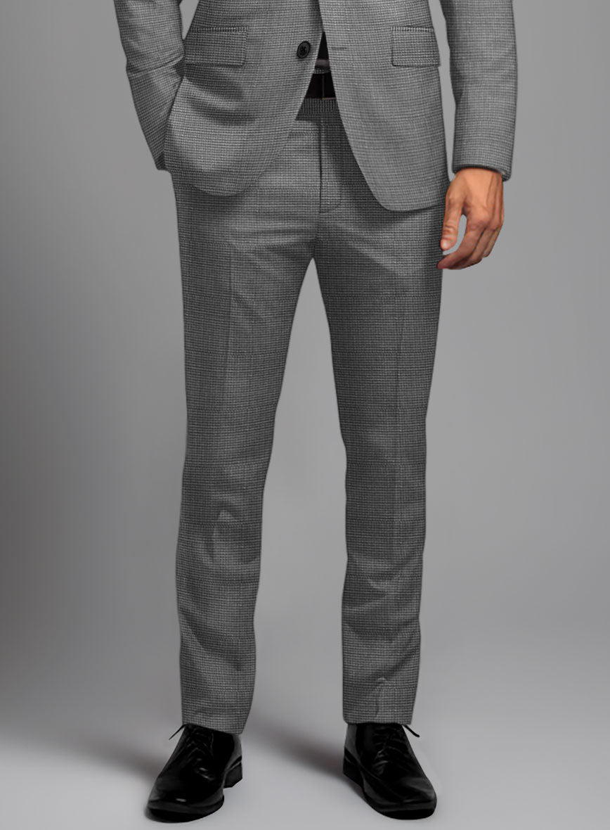 London Loom Gray Nailhead Wool Silk Linen Pants - StudioSuits