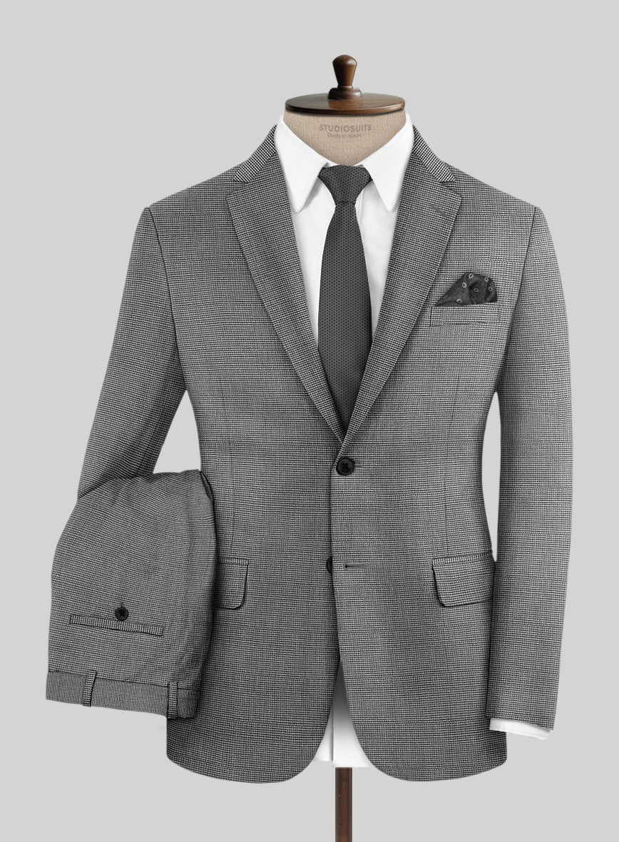 London Loom Gray Nailhead Wool Silk Linen Suit - StudioSuits