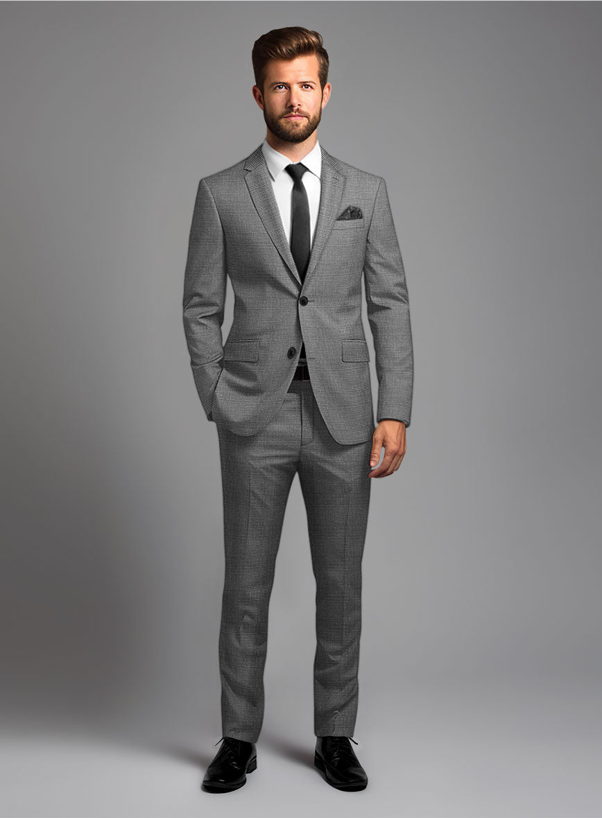 London Loom Gray Nailhead Wool Silk Linen Suit - StudioSuits