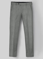 London Loom Gray Stripe Wool Silk Linen Pants - StudioSuits