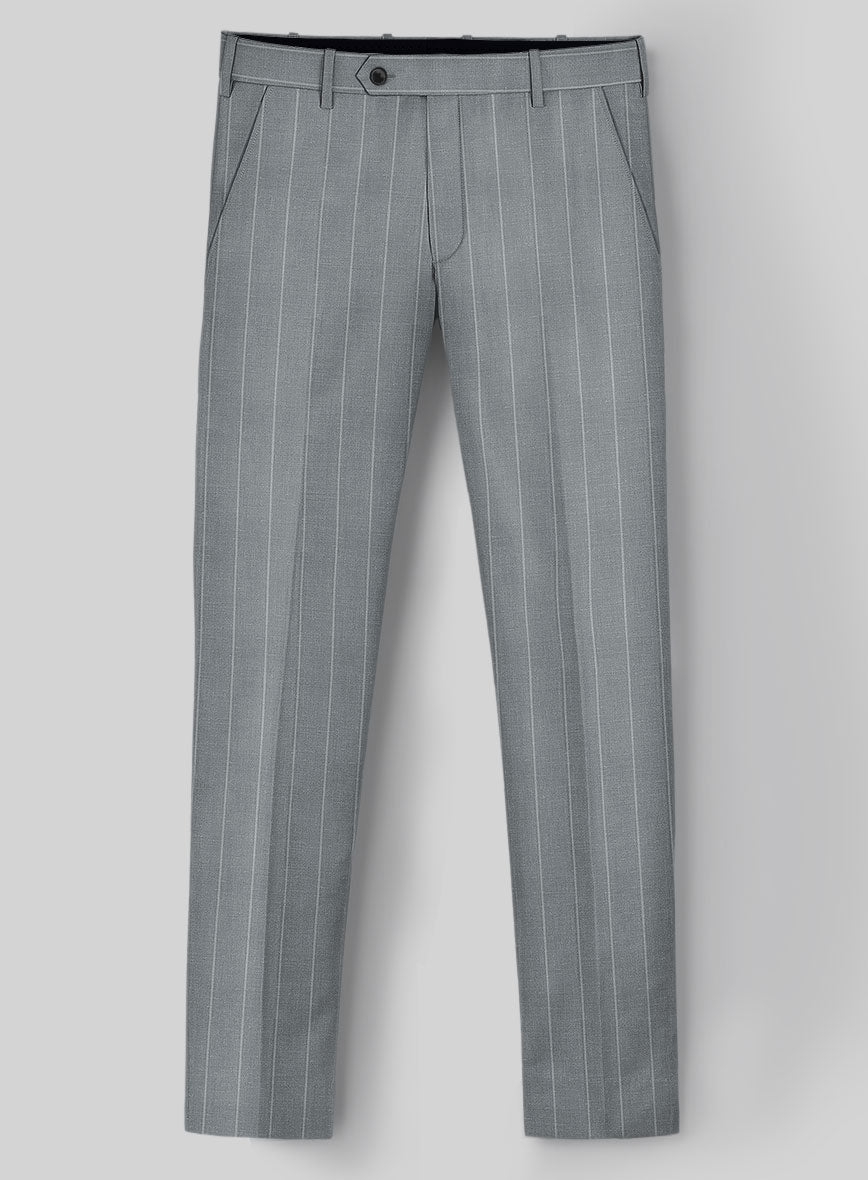 London Loom Gray Stripe Wool Silk Linen Suit - StudioSuits