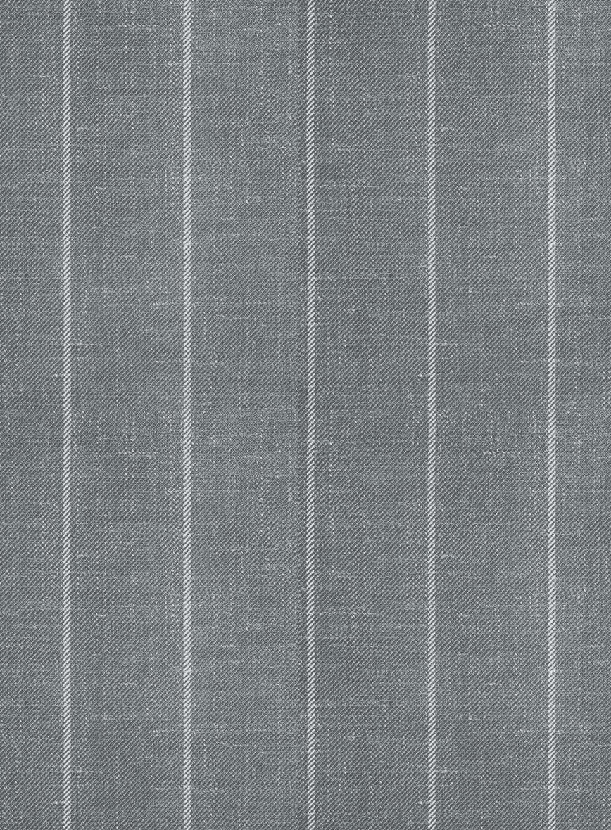 London Loom Gray Stripe Wool Silk Linen Suit - StudioSuits