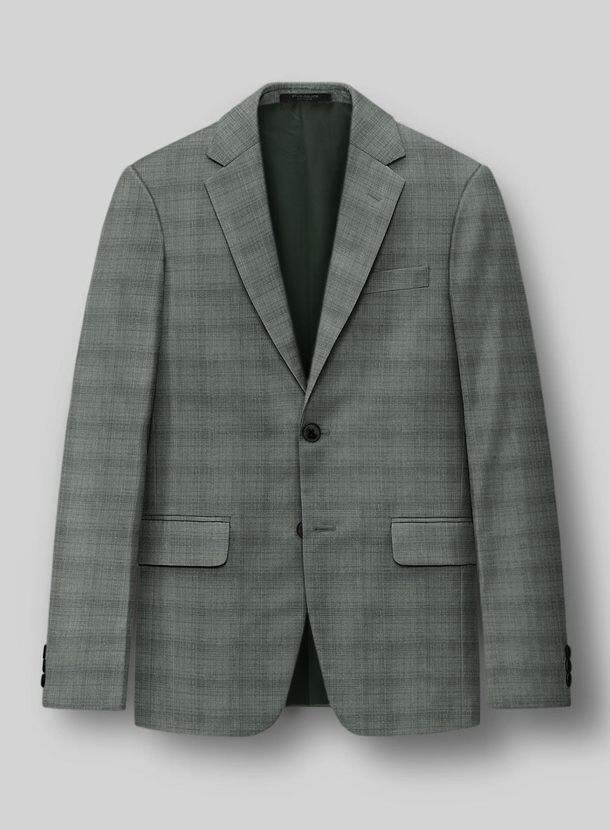 London Loom Green Bruna Wool Silk Linen Jacket - StudioSuits